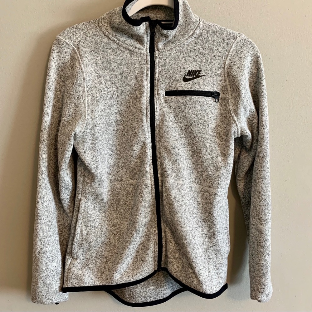 Nike Sportswear Heather Gray Zip-Up Fleece, Small